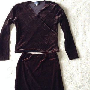 Benelle velvet mini skirt & top set